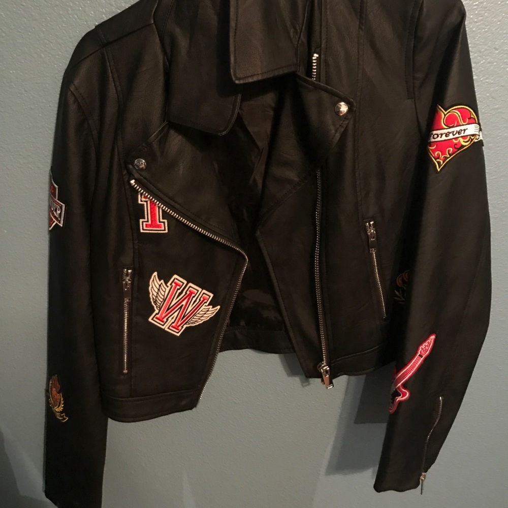 Foreve 21 Patched Faux Leather Jacket